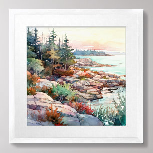 Acadia National Park Watercolor Painting Poster