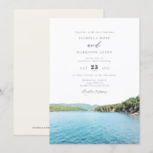 ACADIA NATIONAL PARK Watercolor Skyline Wedding Invitation