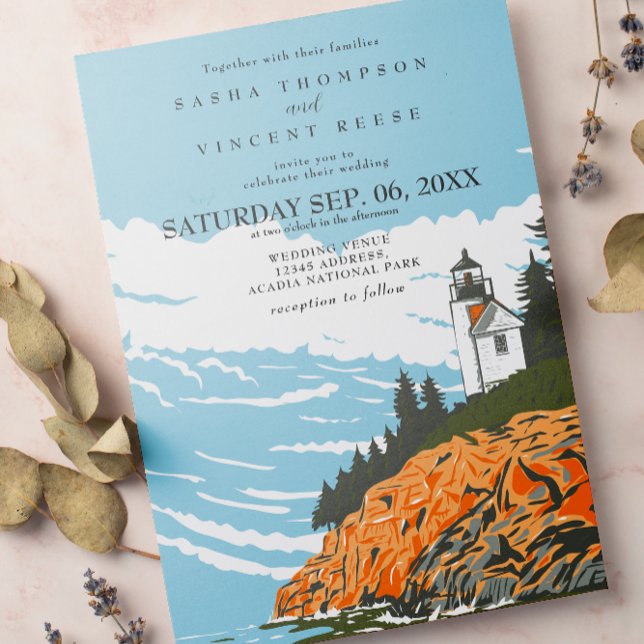 Acadia National Park Wedding Invitation Retro (Creator Uploaded)