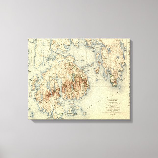 Acadia National ParkTopographic Panoramic Map Canvas Print (Front)