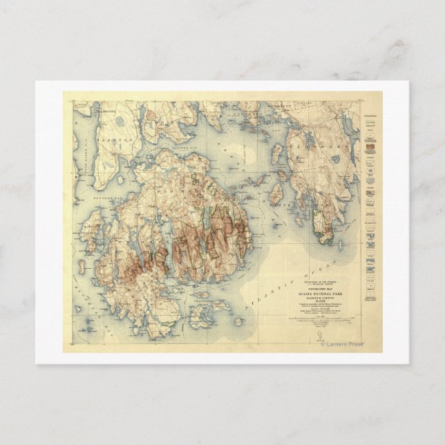 Acadia National ParkTopographic Panoramic Map Postcard (Front)