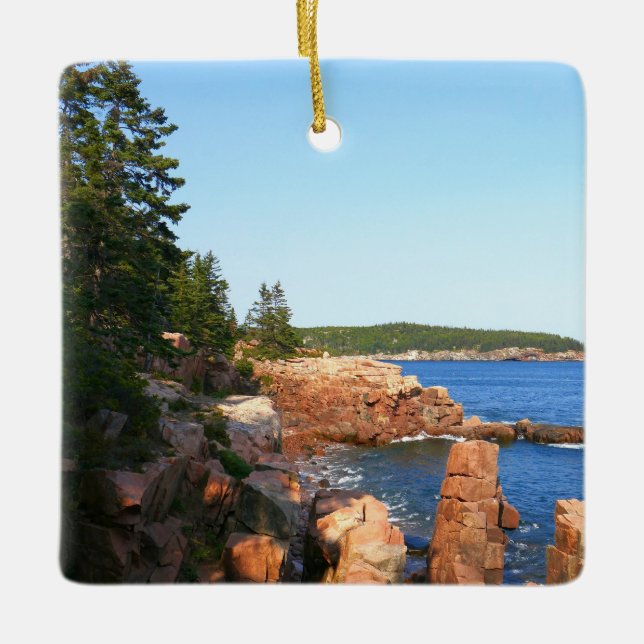 Acadia Rocky Beach near Thunder Hole Ceramic Ornament (Front)