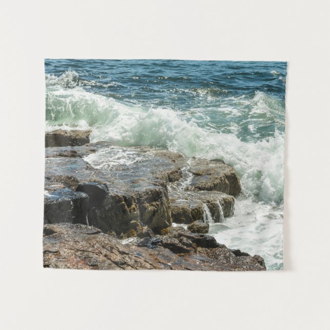 Acadia Rocky Shoreline Maine SMALL Tapestry (Front (Horizontal))