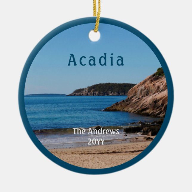 Acadia Sand Beach National Park Maine Ceramic Tree Decoration (Front)
