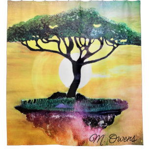 Acadia Tree On Floating Rock Shower Curtain