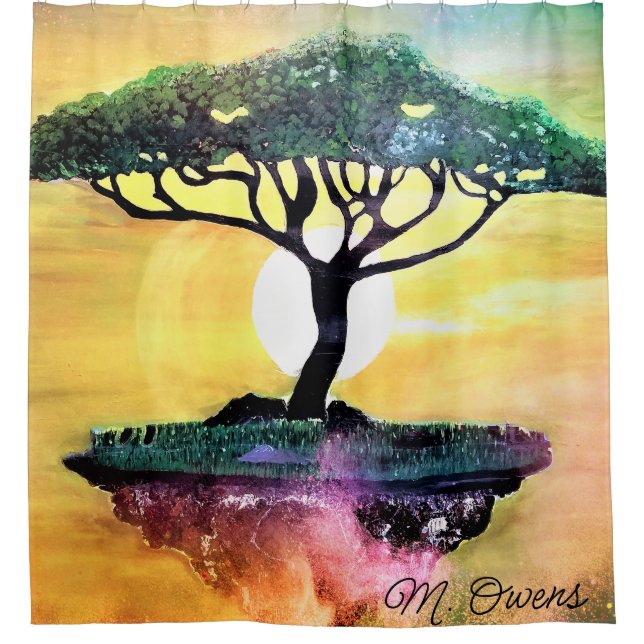 Acadia Tree On Floating Rock Shower Curtain (Front)