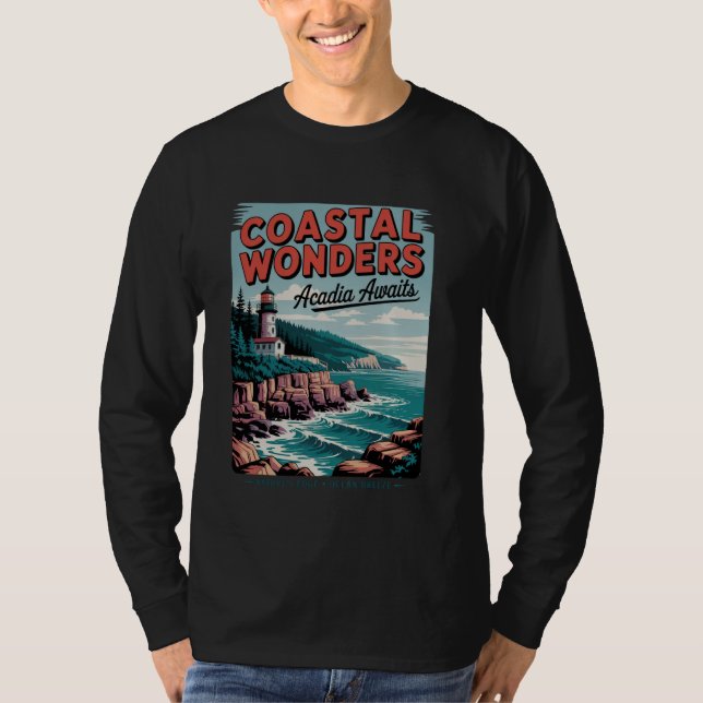 Acadia Wilderness Adventure Lighthouse Trail - Aca T-Shirt (Front)