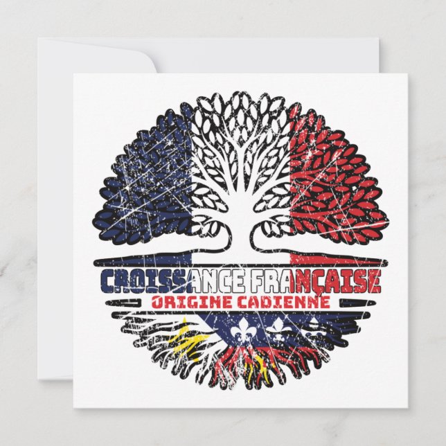 Acadian Cajun French France Tree Roots Flag Card (Front)