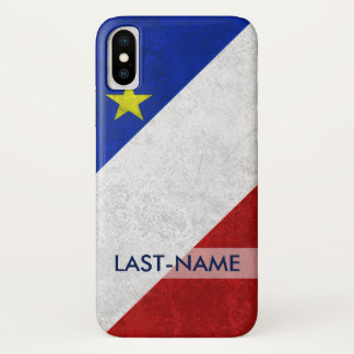 Acadian Flag Surname Distressed Grunge Personalise iPhone X Case