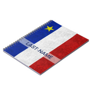 Acadian Flag Surname Distressed Grunge Personalise Notebook