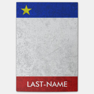 Acadian Flag Surname Distressed Grunge Personalise Post-it Notes
