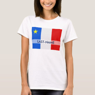 Acadian Flag Surname Distressed Grunge Personalise T-Shirt