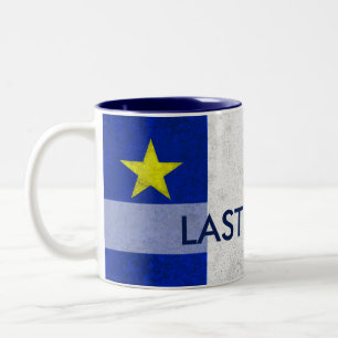 Acadian Flag Surname Distressed Grunge Personalise Two-Tone Coffee Mug