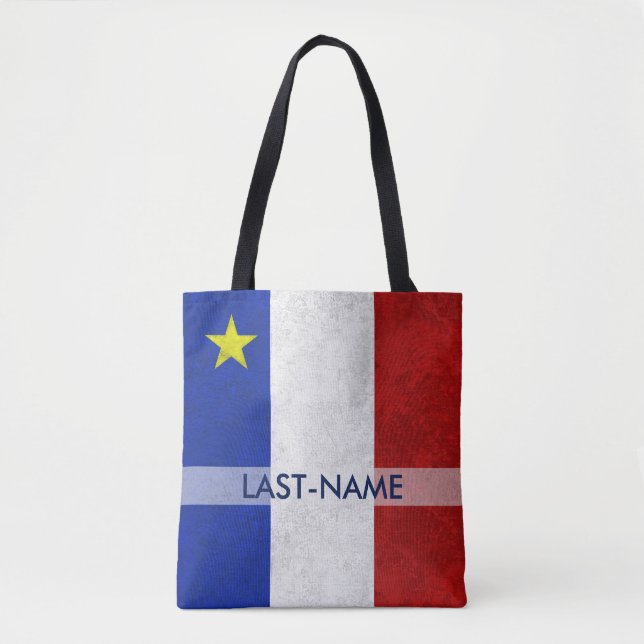 Acadian Flag Surname Personalise Tote Bag (Front)