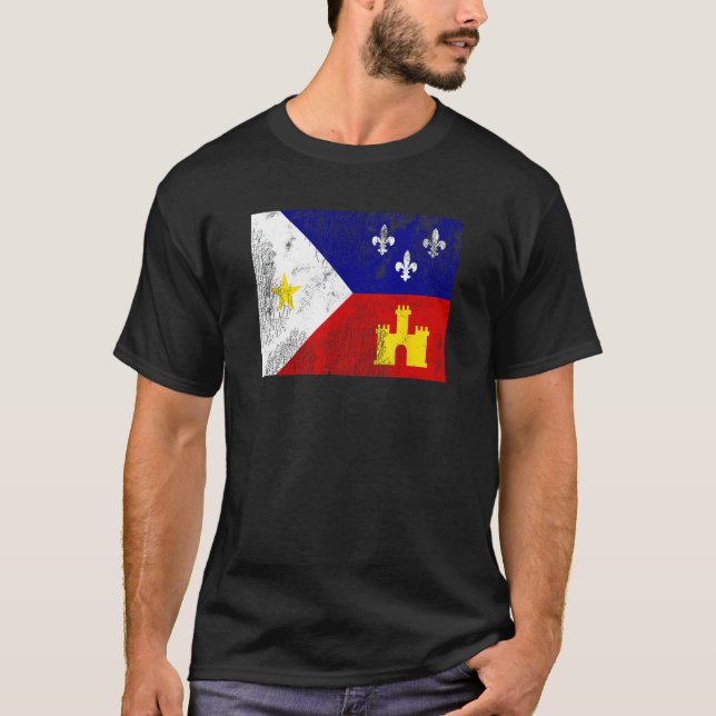 Acadiana Flag Louisiana Cajun Country T-Shirt (Front)