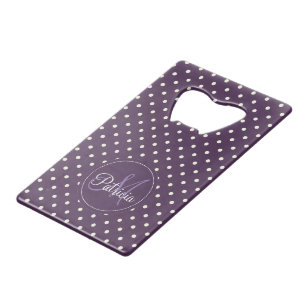 Acai Purple Violet & White Polka Dots Monogrammed