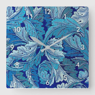 Acanthus Blue, William Morris Square Wall Clock