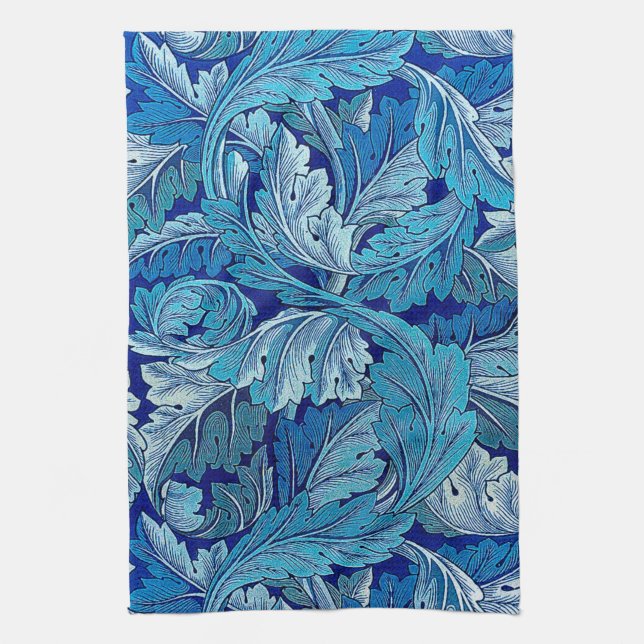 Acanthus Blue, William Morris Tea Towel (Vertical)