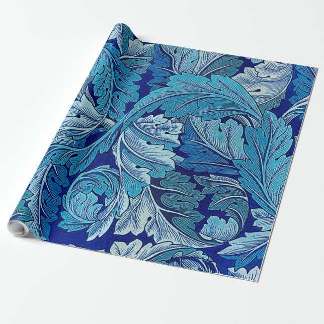 Acanthus Blue, William Morris Wrapping Paper (Unrolled)