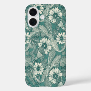 acanthus dark teal green iPhone 16 case