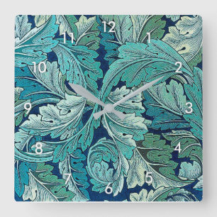 Acanthus Green, William Morris Square Wall Clock
