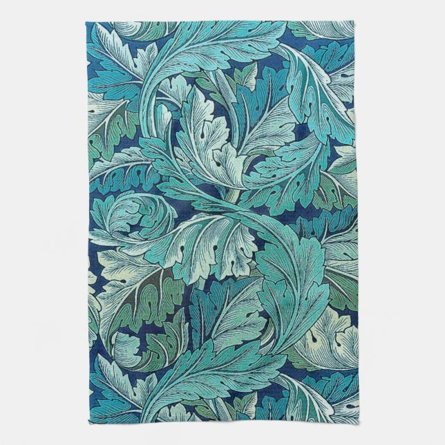 Acanthus Green, William Morris Tea Towel (Vertical)