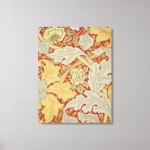 Acanthus leaves and wild rose on a crimson backgro canvas print