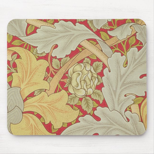 Acanthus leaves and wild rose on a crimson backgro mouse mat (Front)