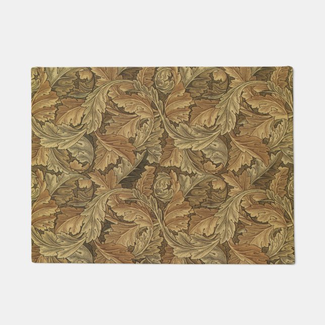 Acanthus Leaves by William Morris, Antique Textile Doormat (Front)