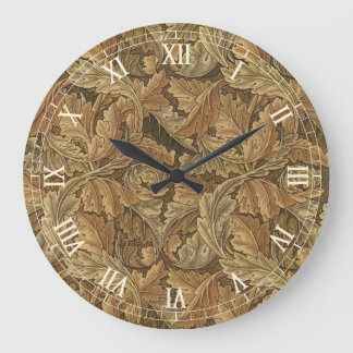 Acanthus Leaves by William Morris, Antique Textile Large Clock