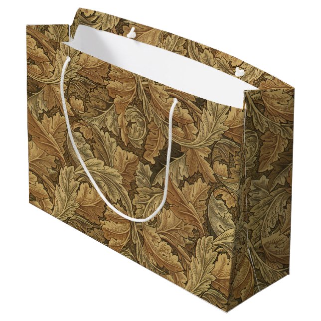 Acanthus Leaves by William Morris, Antique Textile Large Gift Bag (Back Angled)