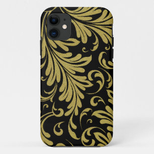 Acanthus Leaves Gold and Black iPhone 11 Case