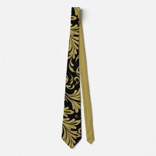 Acanthus Leaves Gold and Black Tie