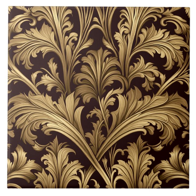 Acanthus Leaves (Old Gold Tone) Tile (Front)