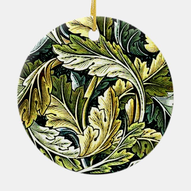 Acanthus, popular William Morris patterb Ceramic Tree Decoration (Back)