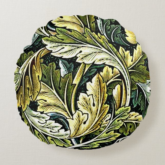 Acanthus, popular William Morris pattern Round Cushion (Front)