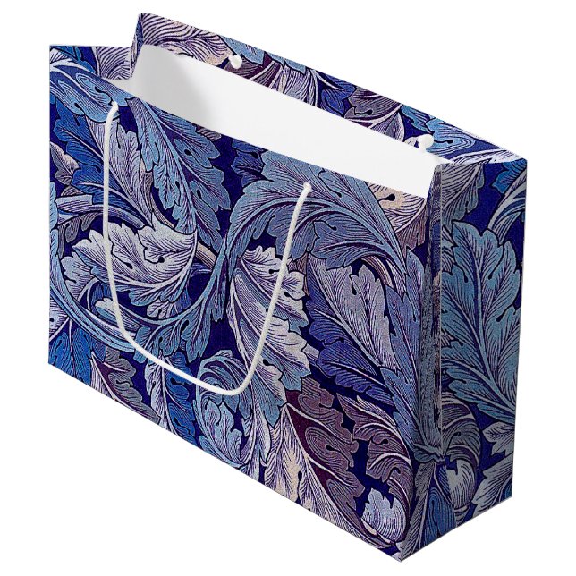 Acanthus Purple, William Morris Large Gift Bag (Front Angled)