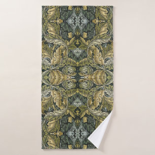Acanthus Vintage Floral Pattern by William Morris Bath Towel