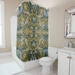 Acanthus Vintage Floral Pattern by William Morris Shower Curtain