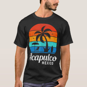 Acapulco Beach Mexico Palm Tree Vintage Sunset Sum T-Shirt