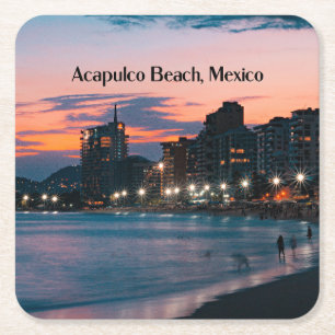 Acapulco Beach, Mexico Square Paper Coaster