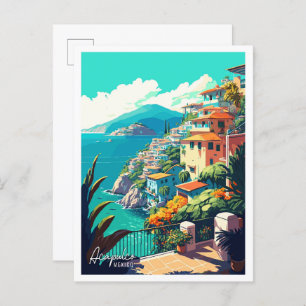 Acapulco Mexico Art vintage travel illustration Postcard