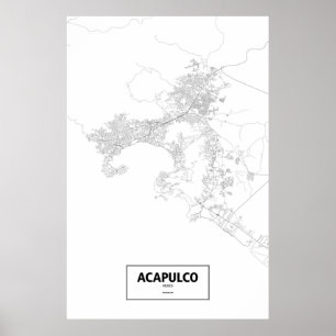 Acapulco, Mexico (black on white) Poster