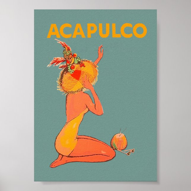Acapulco Mexico Vintage Travel Poster (Front)
