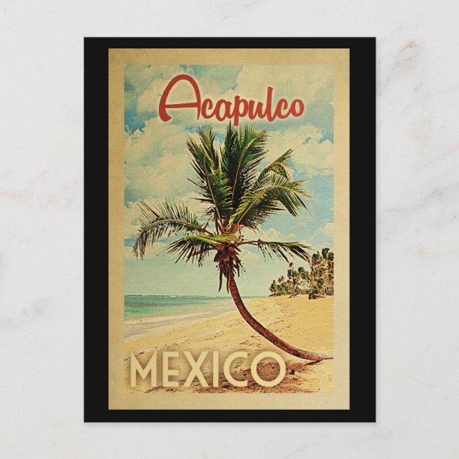 Acapulco Postcard Palm Tree Vintage Travel (Front)