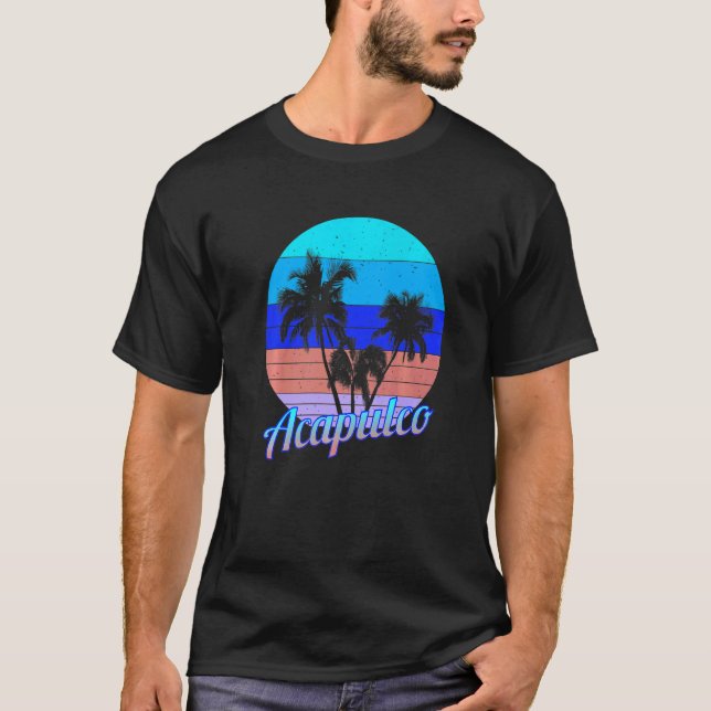 Acapulco Retro Tropical Palm Trees Vacation   T-Shirt (Front)