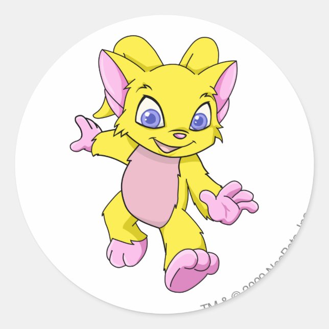 Acara Yellow Classic Round Sticker (Front)