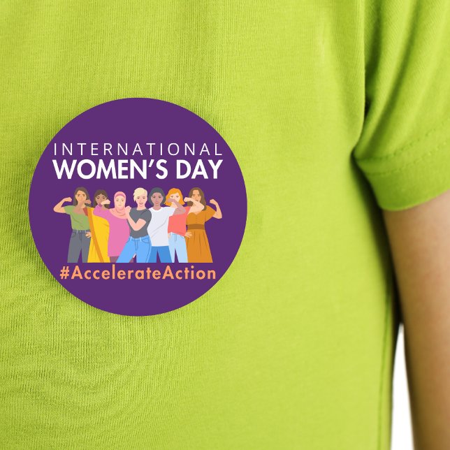 Accelerate Action International Women's Day 2025 6 Cm Round Badge (Creator Uploaded)