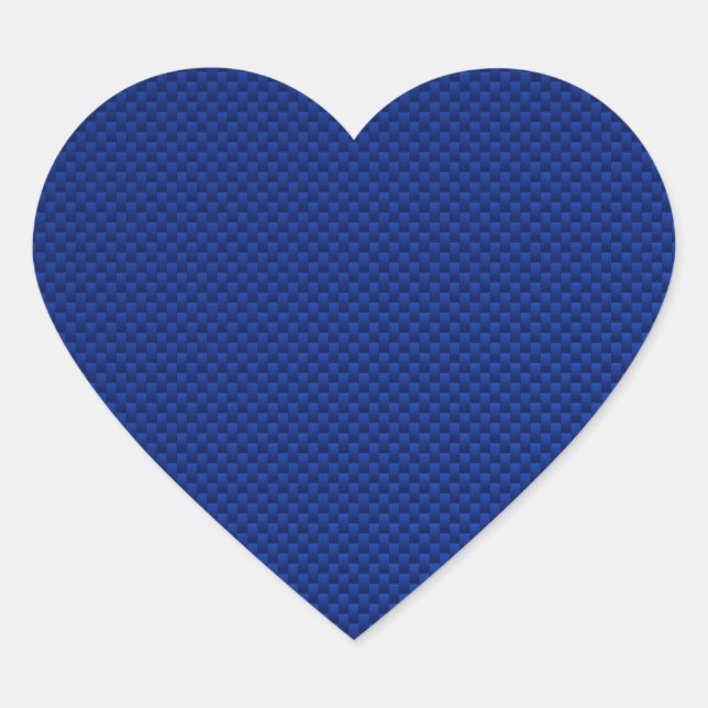 Accent Blue Carbon Fibre Like Print Background Heart Sticker (Front)