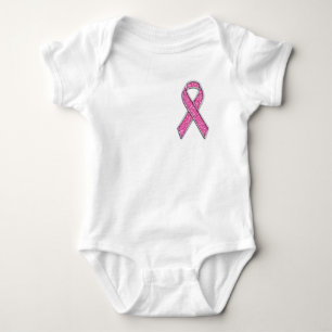 Accent Chrome Glitter Style Pink Ribbon Awareness Baby Bodysuit
